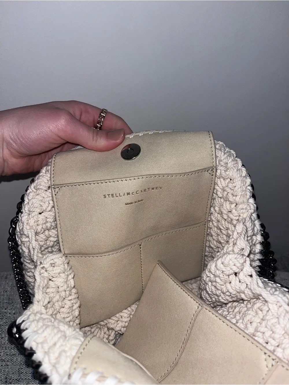 Stella McCartney Falabella Mini Tote Crochet Shoulder Bag with Silver Chain - Picture 4 of 5